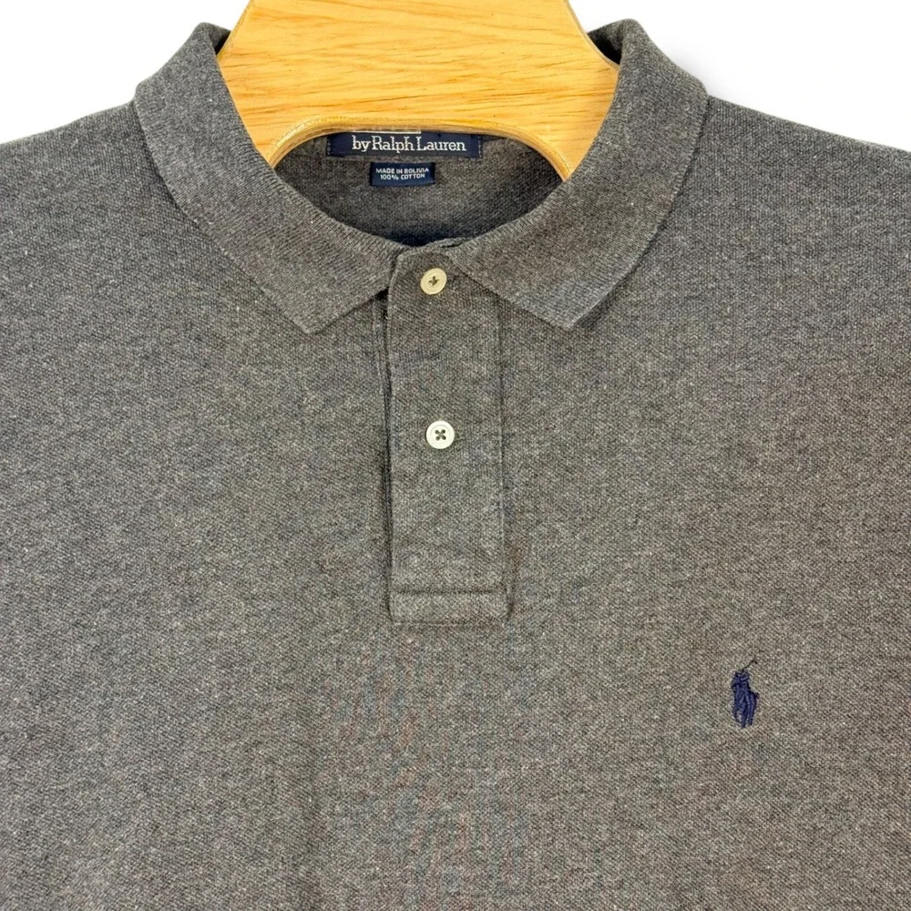 Vintage Polo Ralph Lauren Long Sleeve Polo Men XXL Gray‎ Cotton Pony Preppy Golf